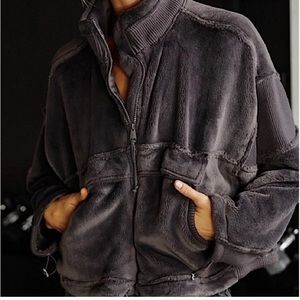 FP MOVEMENT SEEING STARS OVERSIZE FLEECE COZY GRAY SHORT JACKET SZ XS-S